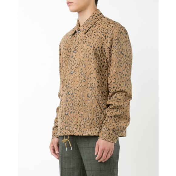 Alexander Wang Leopard Coach Shirt Jacket Men's Medium 48 Lambskin Leather $1895